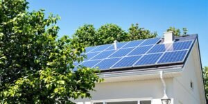 Solar panels on house roof