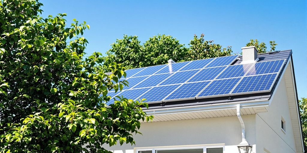 Solar panels on house roof