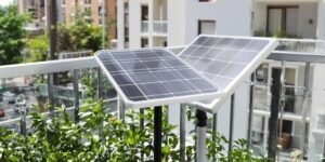 Balcony solar panel, sunlight, green plants