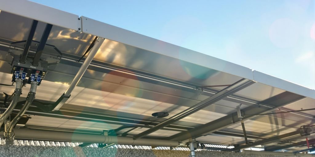 schéma de raccordement photovoltaique autoconsommation: Panneaux solaires sur un toit avec câbles électriques