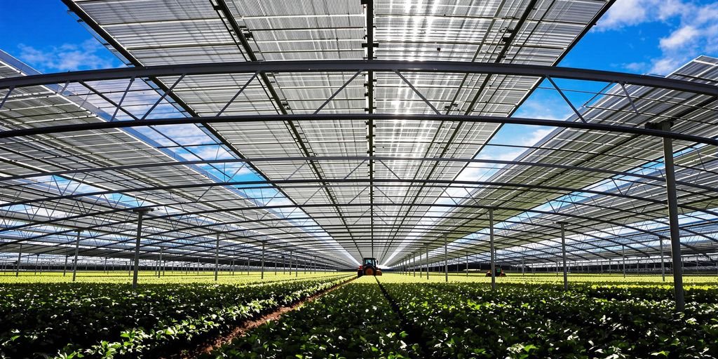 Ombrière agricole avec panneaux solaires