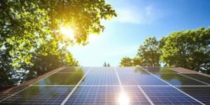 Solar panels on sunny roof
