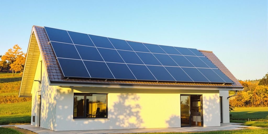 Panneaux solaires sur toit de maison