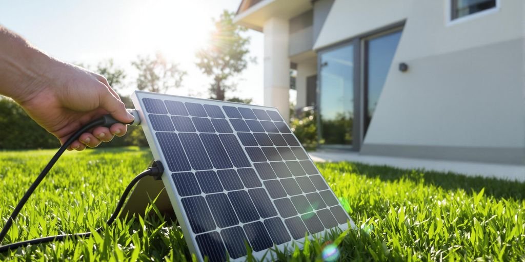 panneau solaire plug and play rentabilité : bilan rapide, prise électrique, maison, soleil