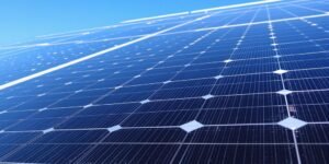 Monocrystalline solar panel in full sunlight