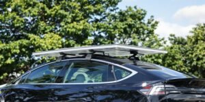 Solar panel on electric vehicle