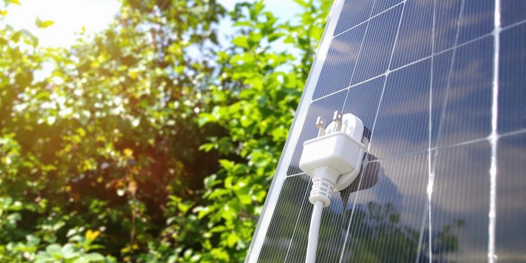 plug and play solar panel review: Compact solar panel, wall socket, sunny garden.