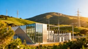 Lignes électriques connectées à une sous-station Enedis.