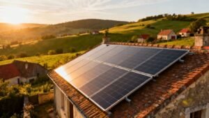 Panneaux solaires sur un toit en Bourgogne Franche-Comté