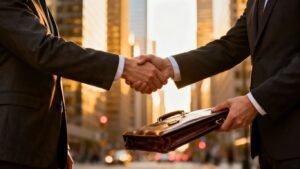 Poignée de main entre deux partenaires d'affaires.