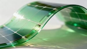 Flexible organic solar panel capturing sunlight.