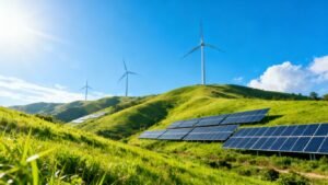Schéma d'énergie renouvelable dans un paysage naturel.