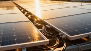 Solar panels with dynamic cables adjusting the power.