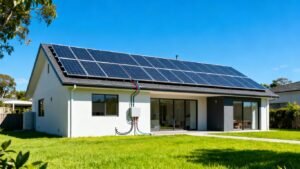 Maison avec panneaux solaires produisant de l'énergie propre