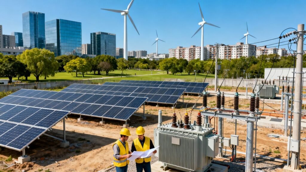 Ouvriers évaluent sites énergie et projets urbains écologiques