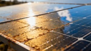 Solar panel under a bright sun.