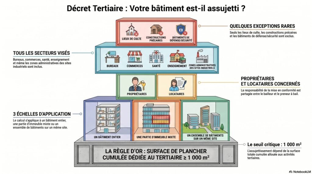 Décret tertiaire : enjeux, obligations et impacts sur les bâtiments professionnels 2 Guide d'assujettissement Décret Tertiaire